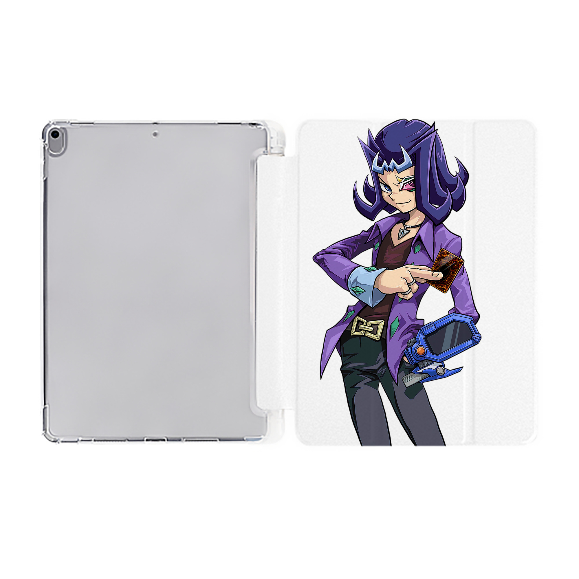 （画像用） 遊☆戯☆王 Yu-Gi-Oh! IPad ケース ペン収納付き 三つ折りスタンド PUレザー×シリコン 対応機種9.5/10.5/10.9インチ